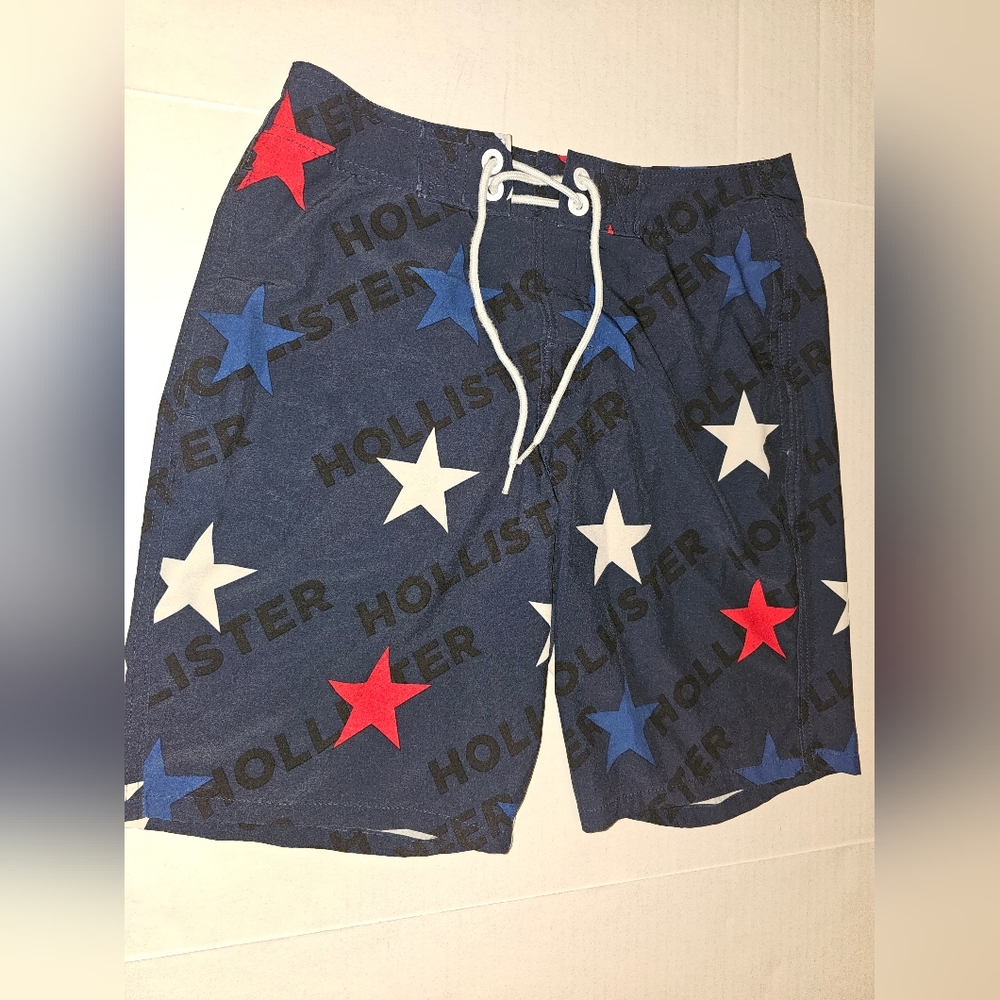4th of July Red White Blue Swim Trunks Holliater Sz 28